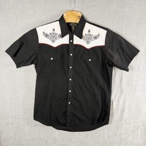 High Noon Pearl Snap Embroidered Yoke Western Shirt Mens Large Rodeo Ranchwear